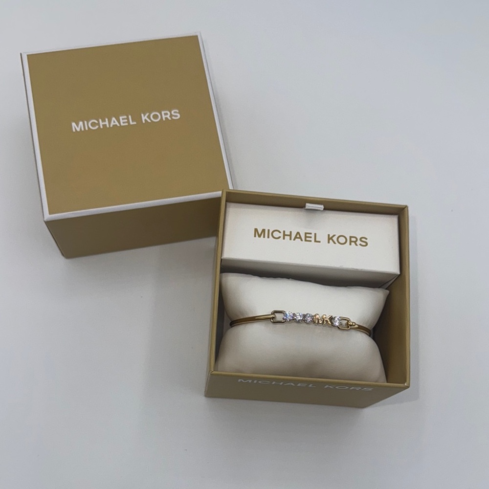 NEW Michael Kors Gold Bracelet with clear stone Accents - Picture 3 of 5